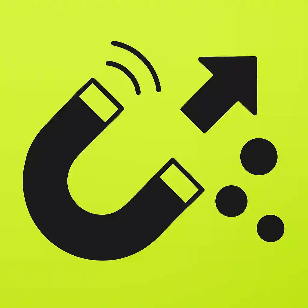A magnet icon drawing users toward a website to indicate traffic generation via face swap