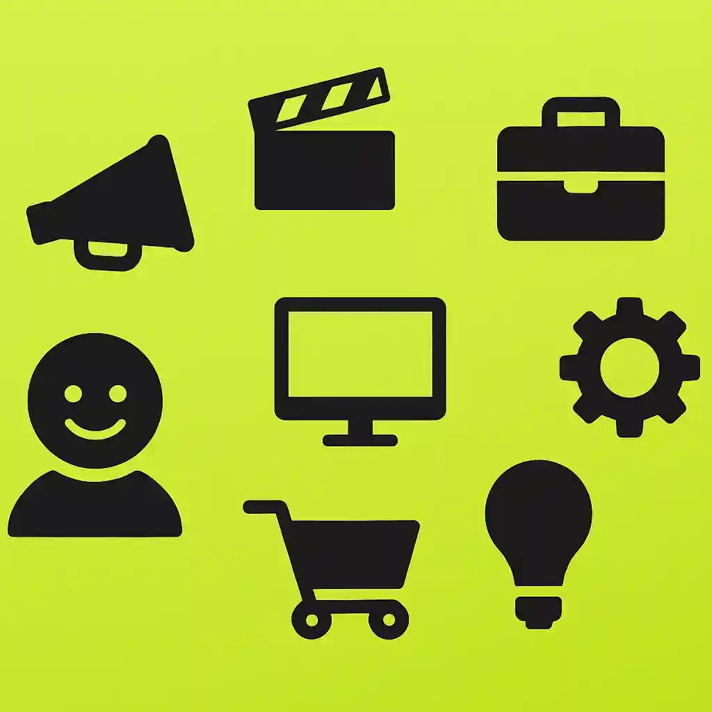 An abstract graphic representing a wide range of use cases for face swap across industries
