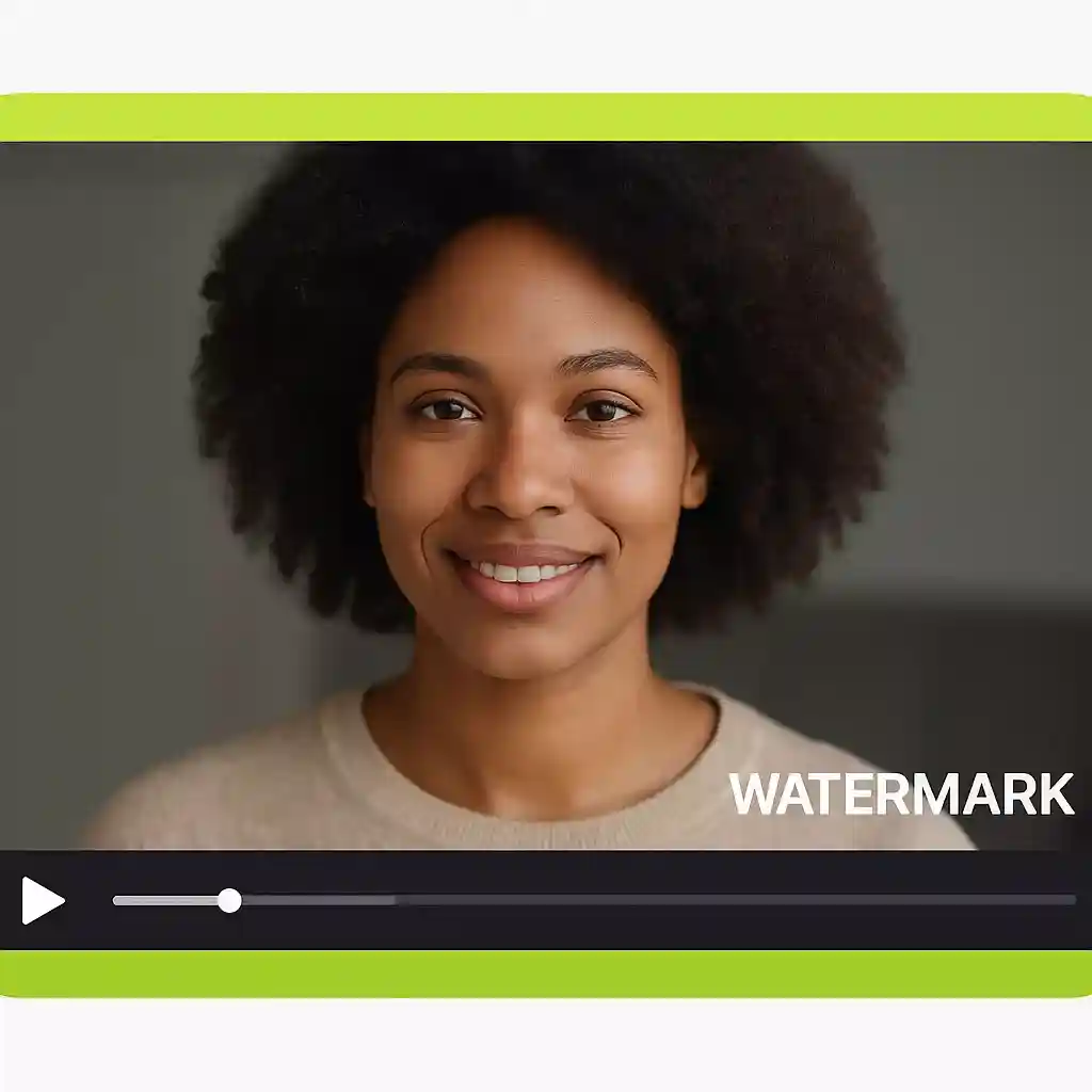 A video player UI with a small watermark text in the bottom corner to show branding option